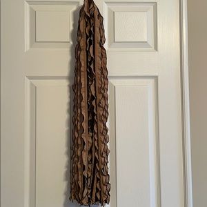 Nude & Black Stripe Ruffle Scarf